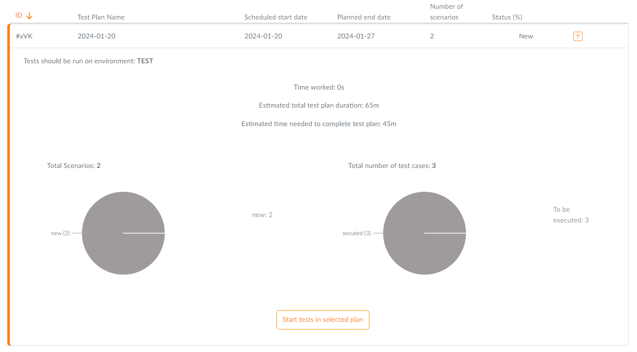 Tester choose witch of Test Plans decide to run