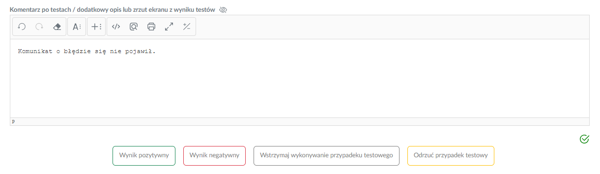 istnieje możliwość dodania opisu rezultatu